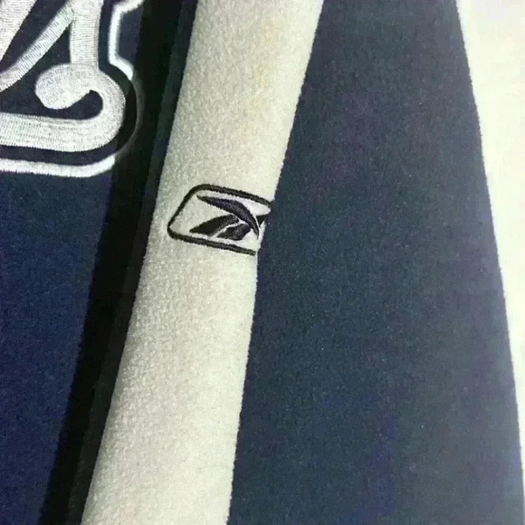 New England Patriots NFL Reebox Mens Fleece 1/4 Zip Pullover Football Blue L - Picture 5 of 8